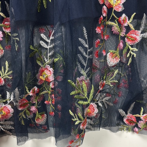 Vince Camuto Navy Floral Midi Dress V neck lined sz 10 NWOT - Picture 3 of 12